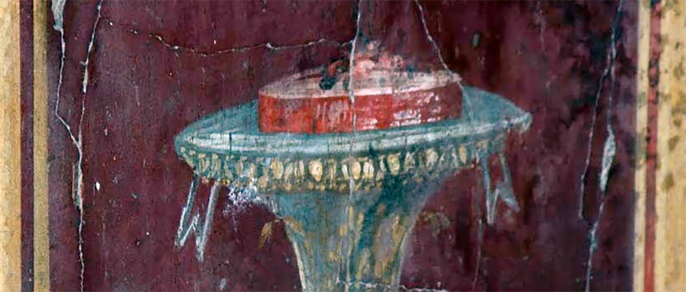 Image of the cassata cake as depicted in the Roman Villa of Oplontis