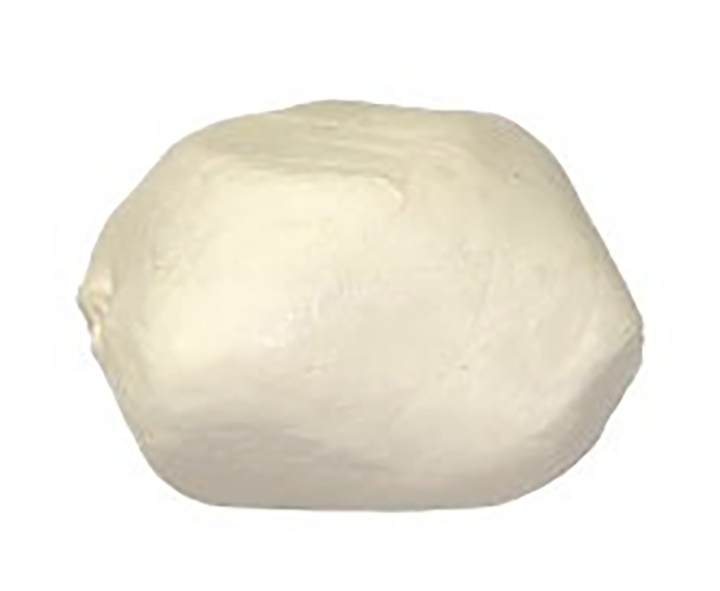 ball of Ivorian plakali (cassava) swallow against a white background