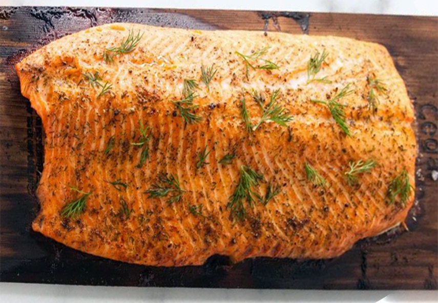 fillet of trout on a cedar plank