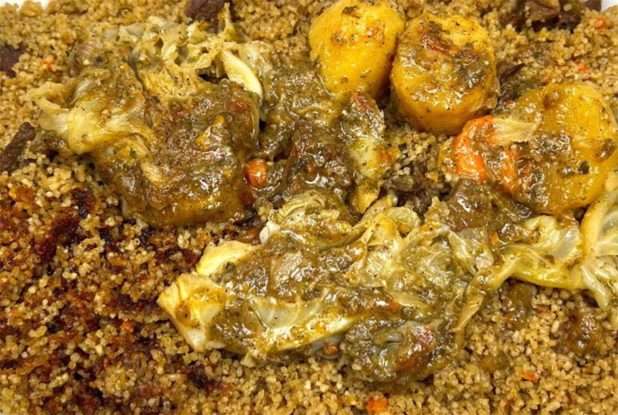 Ivorian riz au gras on a serving dish
