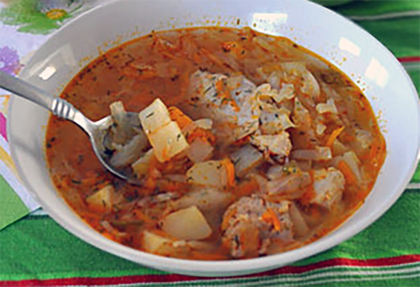 shchi cabbage soup in a soup bowl