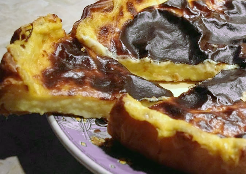 wedges of burnt milk tart on a plate