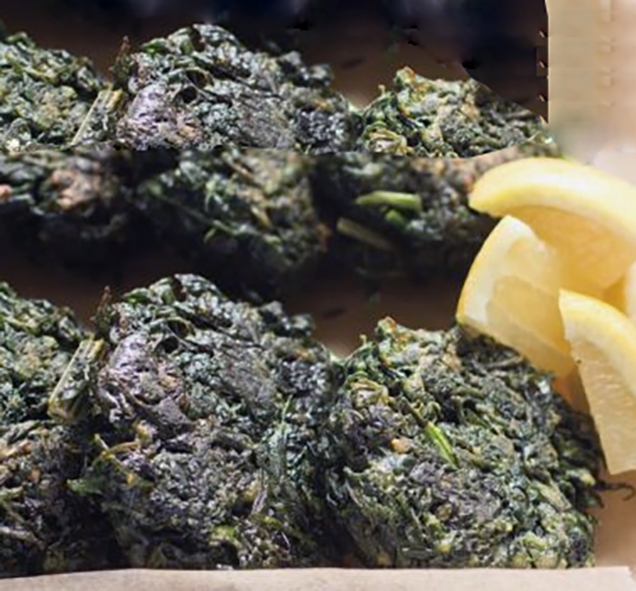 Wild Greens Cakes in a parchment paper lined baking dish