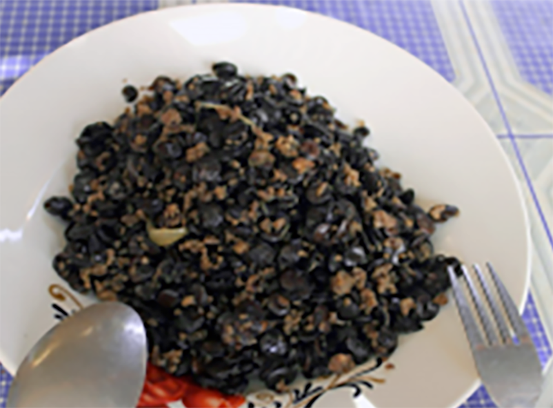 fried zamne (or puy) lentils and meat</atl>